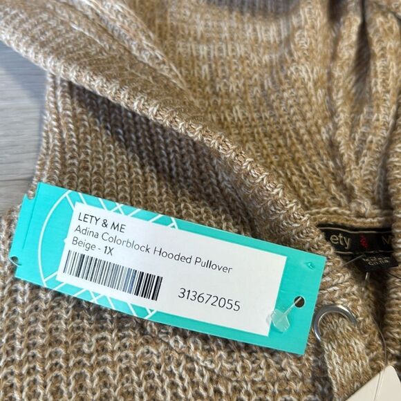 LETY & ME Adina Colorblock Hooded Pullover beige 1X NWT stitch fix - Picture 6 of 6